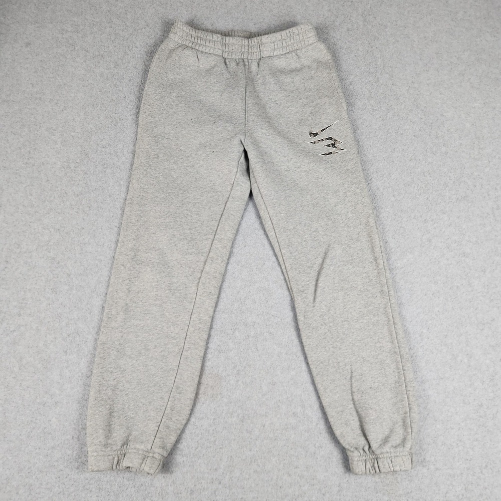 3 Brand Joggers Sweatpants Kids M Gray Fleece Lined Elastic Waist Tapered Leg